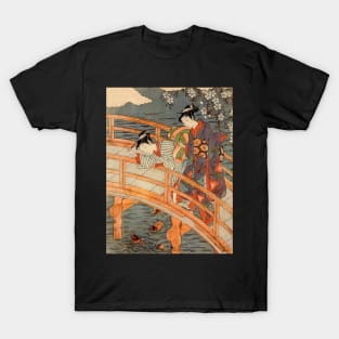 Harmony on the Bridge - Vintage Japanese Art Ukiyo-e T-Shirt